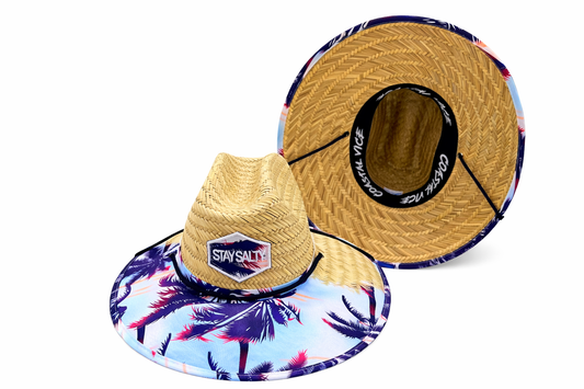 Purple Palms Straw Hat